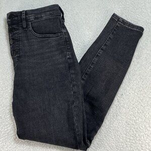 Everlane Womens Size 27 Black The High Rise Skinny Ankle Button Fly Jeans 26x26